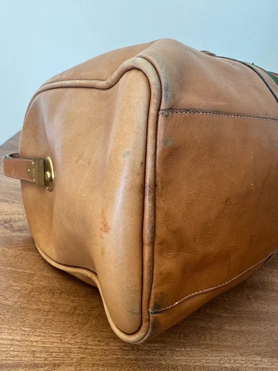 Vintage Gucci Leather Weekender Duffel Bag (project) - Picture 14 of 16